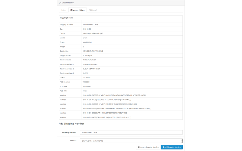 Module Tracking/Lacak Resi OpenCart screenshot 1