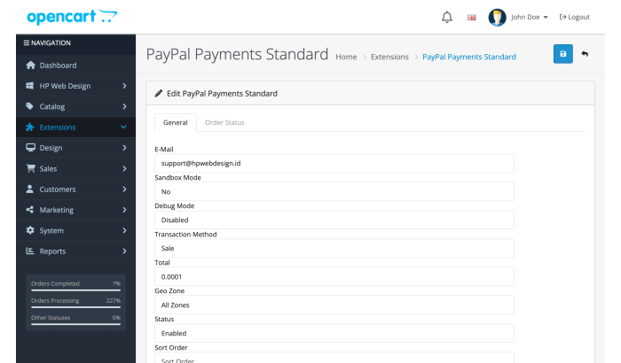 PayPal Standard for OpenCart 4