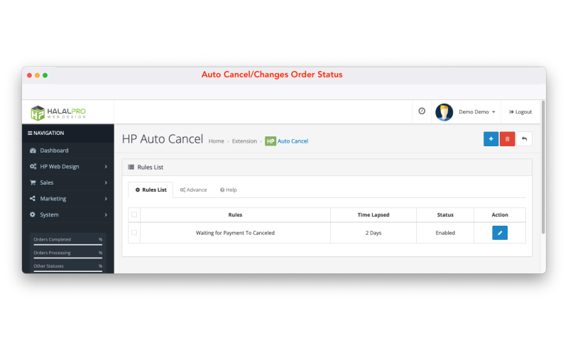 Module Auto Cancel Status Order OpenCart screenshot 2