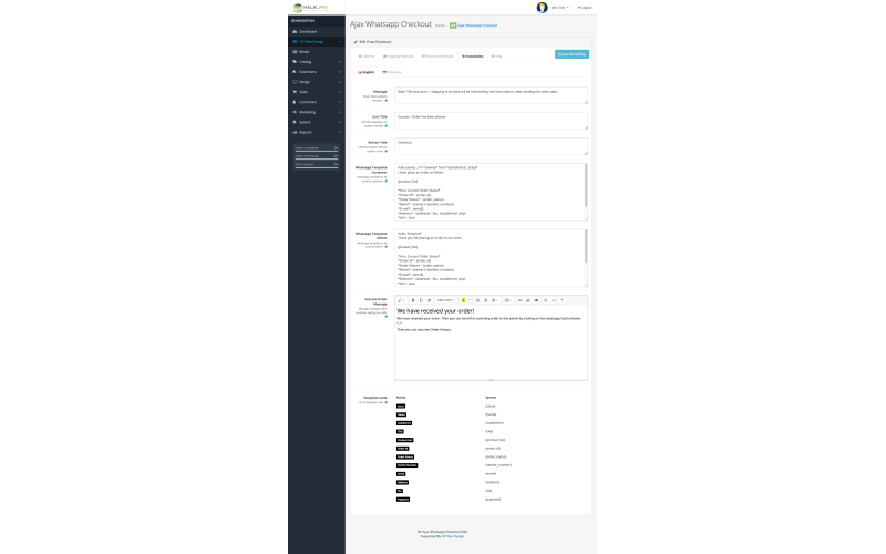 Ajax Whatsapp Checkout OpenCart screenshot 3