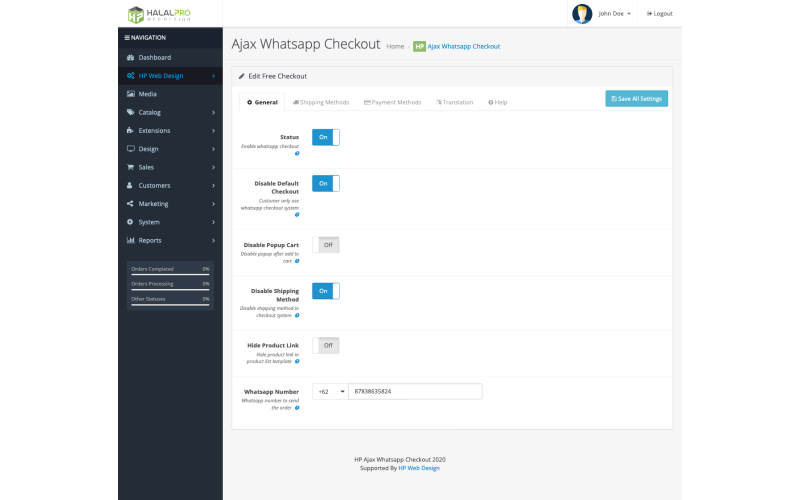 Ajax Whatsapp Checkout OpenCart screenshot 10