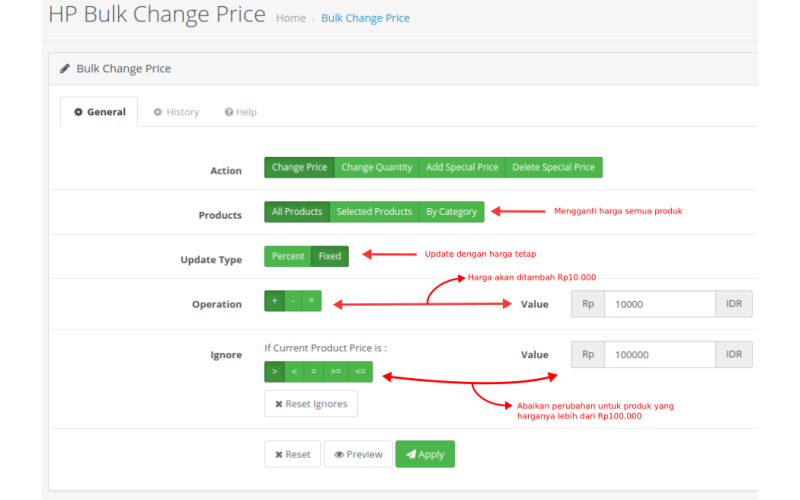 Bulk Change Price, Quantity, Special, Discount Opencart screenshot 6