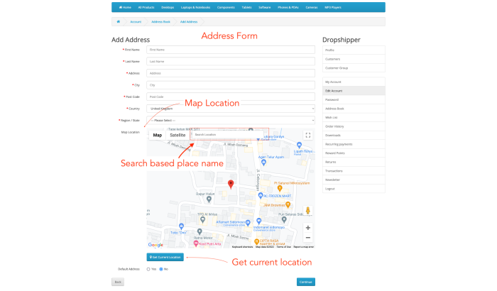 Map Lokasi Customer di Google Map OpenCart