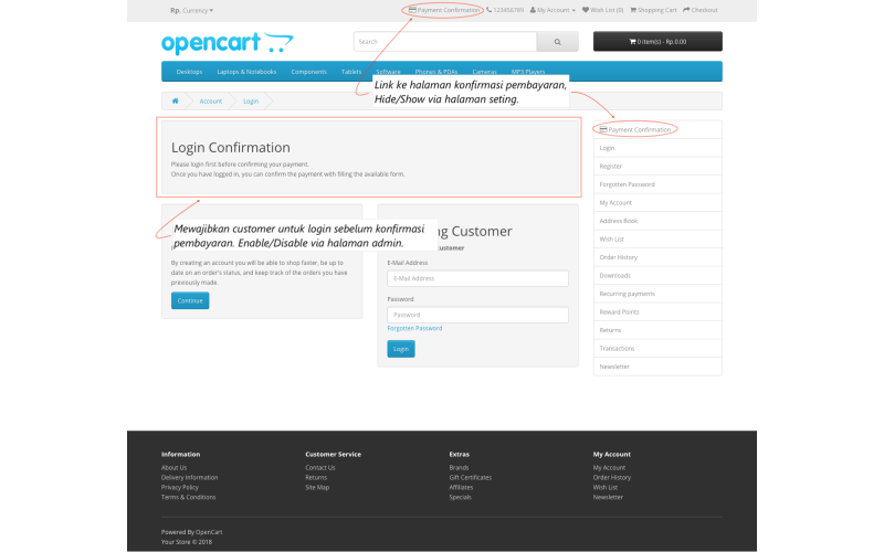 Konfirmasi Pembayaran OpenCart screenshot 7
