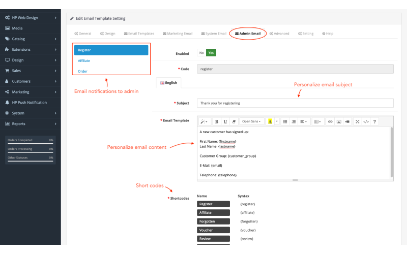PRO Email Template for OpenCart screenshot 3