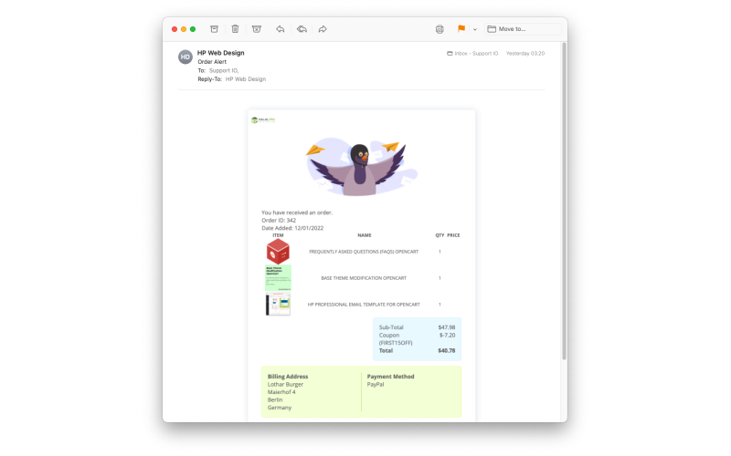 PRO Email Template for OpenCart screenshot 8
