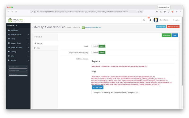 Sitemap Generator PRO OpenCart - Multi Language