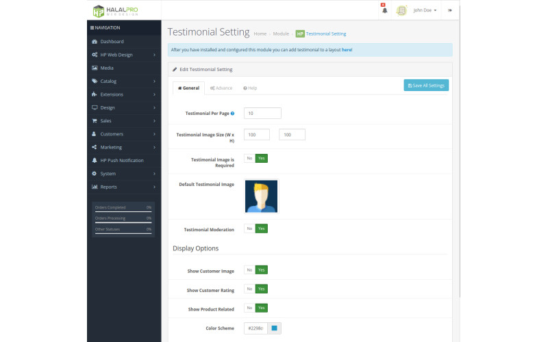 Module Testimonial OpenCart screenshot 2